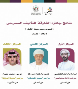 عمان والكويت تتصدران جوائز الشارقة للتأليف المسرحي